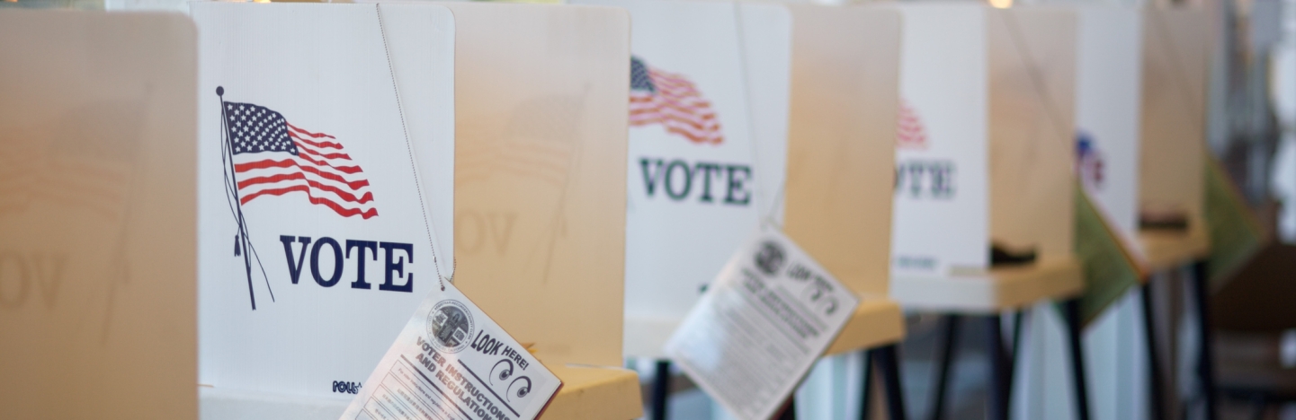 A row of voting booths