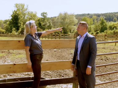 Onondaga County, N.Y. Executive Ryan McMahon tours Denise Vespa Stables with owner Denise Vespa. Photo courtesy of Onondaga County