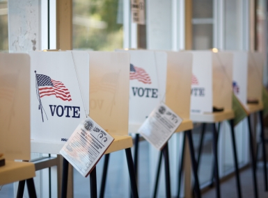 A row of voting booths