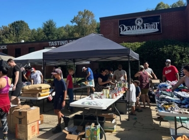 In the weeks following Hurricane Helene, when Devil’s Foot Distillery in Buncombe County, N.C. was closed to rebuild, the business created a distribution hub to support the community, which helped distribute 16,000 gallons of water and dozens of pallets of food, diapers, clothing and hygiene items to local residents.