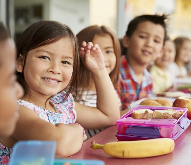 School children at lunch