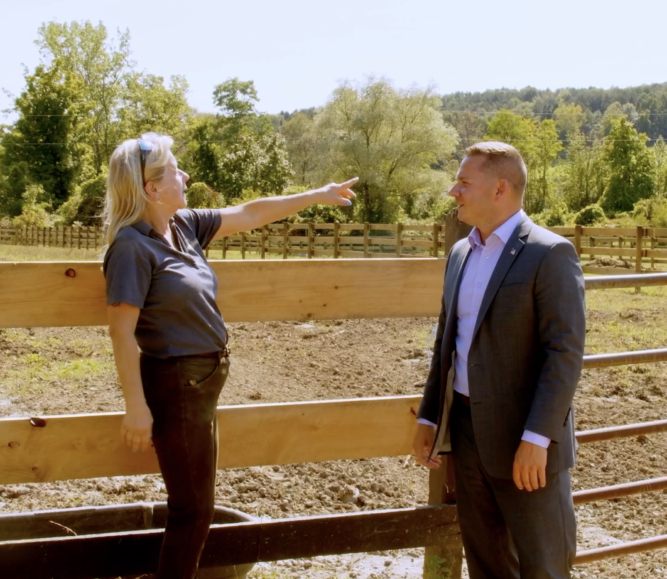 Onondaga County, N.Y. Executive Ryan McMahon tours Denise Vespa Stables with owner Denise Vespa. Photo courtesy of Onondaga County