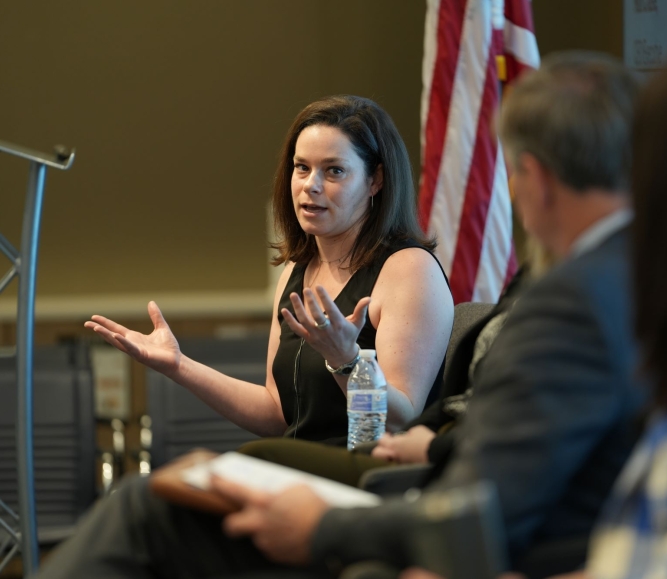 Amy Cohen, executive director of the National Association of State Election Directors, outlines her peers’ concerns about the future of election administration. Photo by Charlie Ban