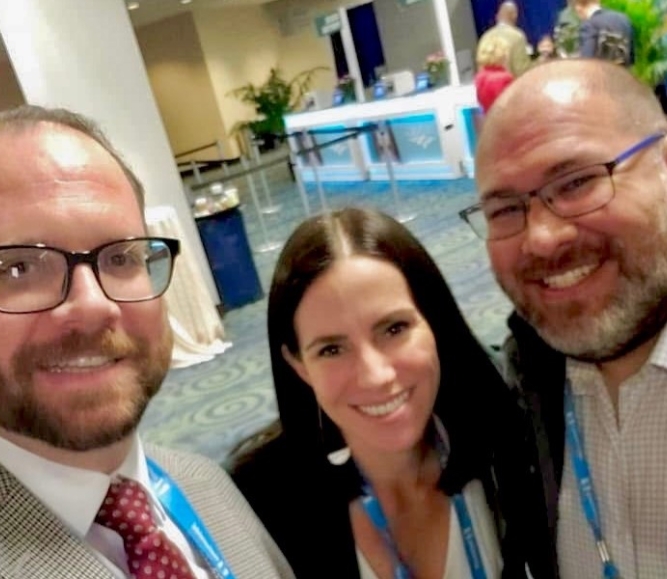 High school classmates El Paso County, Texas Commissioner David Stout, Washoe County, Nev. Commissioner Mariluz Garcia and then-San Bernardino County, Calif. Government and Legislative Affairs Director Brad Jensen meet up at the 2023 NACo Legislative Conference. Photo by David Stout