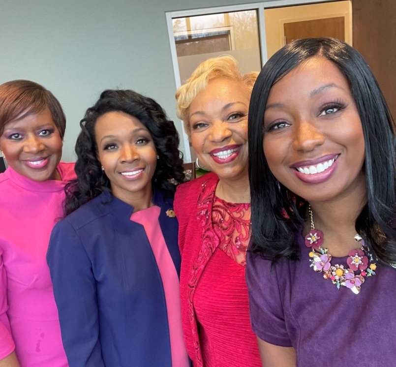 Gwinnett County, Ga. Chair Nicole Hendrickson (far right) takes a selfie with (from left) Douglas County Chari Romana Jackson Jones, Cobb County, Ga. Chair Lisa Cupid and Henry County, Ga. Chair Carlotta Harrell.