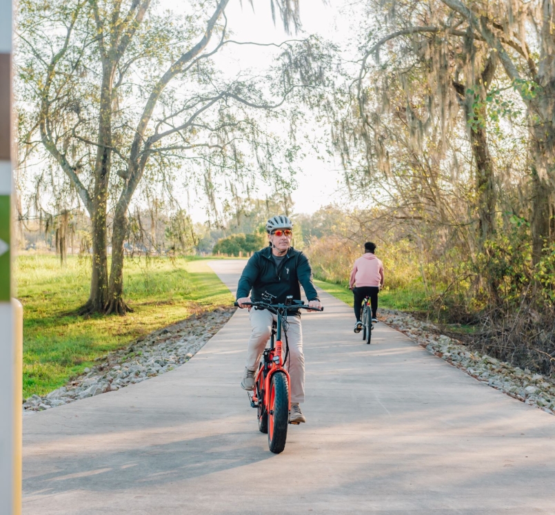 Cyclists use a trail in East Baton Rouge Parish, La. Photo courtesy of Recreation and Parks Commission for East Baton Rouge Parish