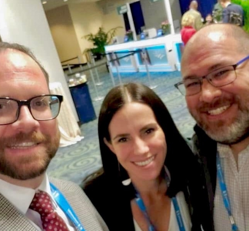 High school classmates El Paso County, Texas Commissioner David Stout, Washoe County, Nev. Commissioner Mariluz Garcia and then-San Bernardino County, Calif. Government and Legislative Affairs Director Brad Jensen meet up at the 2023 NACo Legislative Conference. Photo by David Stout