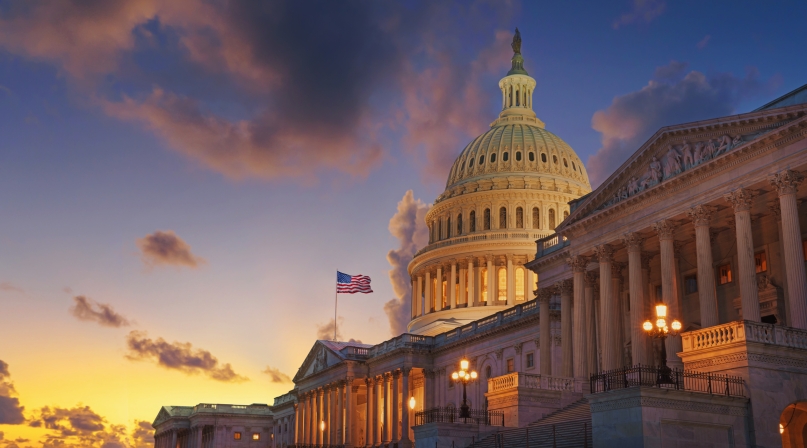 US Capitol at dusk