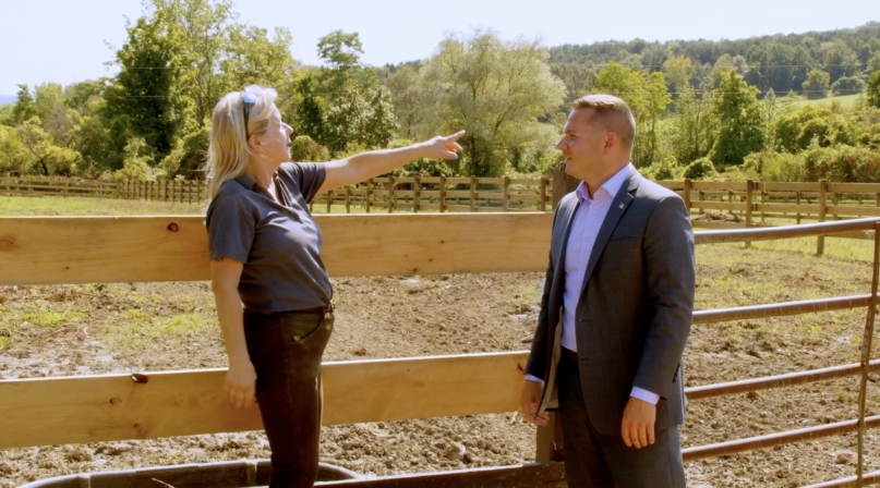 Onondaga County, N.Y. Executive Ryan McMahon tours Denise Vespa Stables with owner Denise Vespa. Photo courtesy of Onondaga County