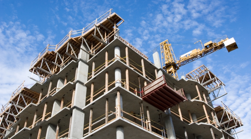 Concrete highrise construction site