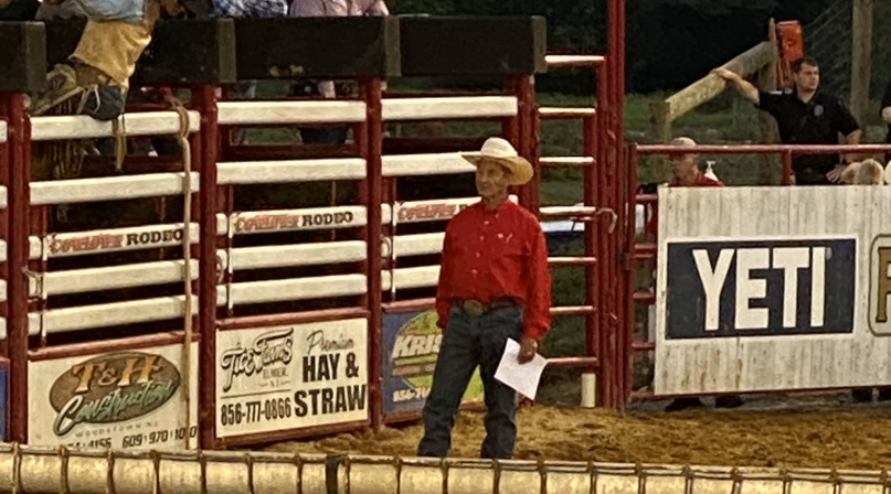 Salem County, N.J. Commissioner Mickey Ostrum helps out at Cowtown Rodeo. Photo courtesy of Mickey Ostrum