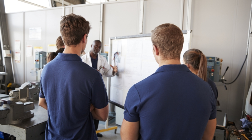 Engineering apprentices at a training presentation