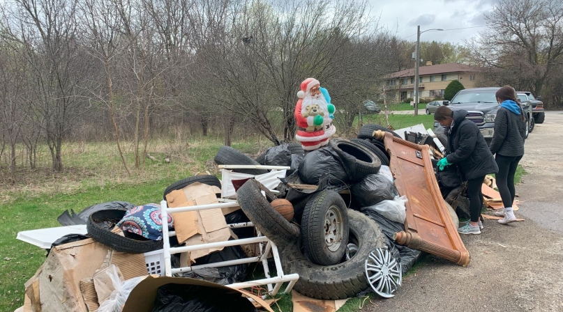 Santa Claus had an unwelcome surprise for Milwaukee County, Wis. Parks workers when they uncovered his gifts in an illegal dumping site. Photo courtesy of Peter Bratt