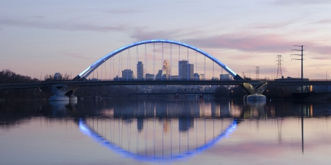 Hennepin County, Minn.’s Lowry bridge — lit up blue to mark NCGM.